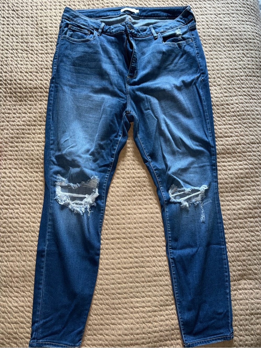 Discount Divas Women's Skinny Distressed Blue Jeans